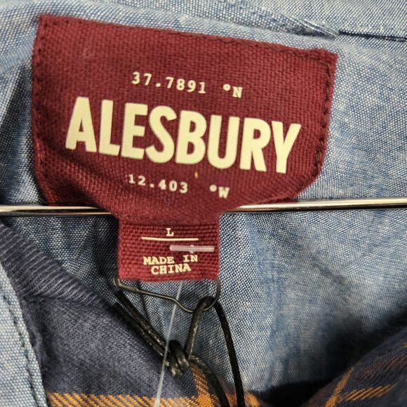 Alesbury Men's Indigo L Essential Brushed Twill Shirts NWT - Picture 3 of 7